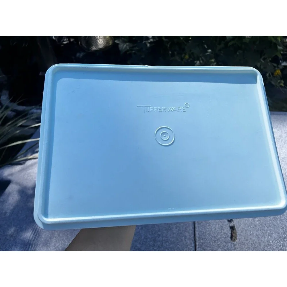 Vintage Tupperware 290-2 Snack N Stor Deli Keeper Blue Lid 291-10 13x9 USA